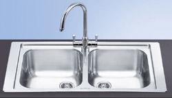 LV95-2 Double bowl ultra low profile inset sink