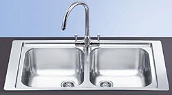 LV95F-2 Double bowl flush-fitted inset sink
