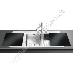Smeg Ultra Low Profile Double Bowl Sink with Left Hand Drainer