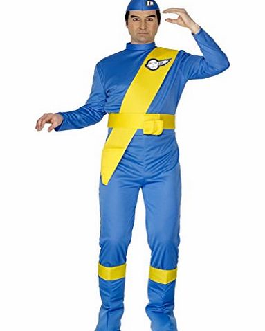 Thunderbirds Virgil Costume with Jumpsuit/ Hat/ Bootcovers and Sash (M, Blue)