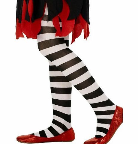 Smiffys Tights Striped (Age 6-12, Black and White)