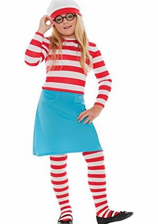 Smiffys Wheres Wally? Wenda Child Costume includes Hat/ Top/ Skirt/ Glasses and Tights (L)