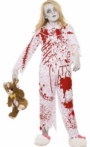 Zombie Pyjama Girl Costume with Top and Trousers (L, Pink)