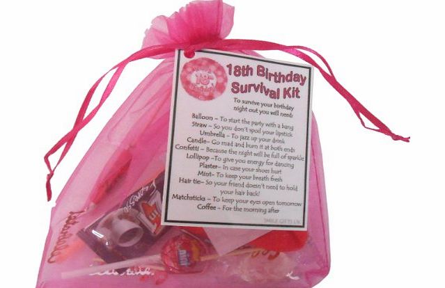SMILE GIFTS UK 18th Birthday Gift- Unique Survival Kit (Hot Pink)