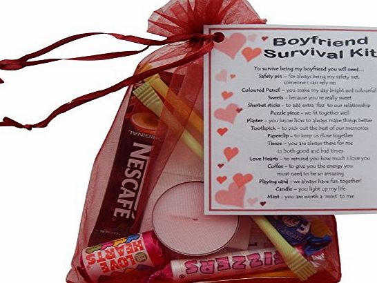 Boyfriend Survival Kit Gift (Great novelty present for Birthday, Christmas, Anniversary or just because...)
