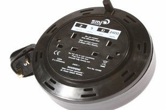 SMJ C20510 10A 2-Socket with 5m Cable Reel - Black