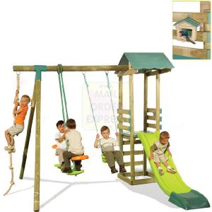 Smoby Wooden Tower Swing and Slide Set Galapagos