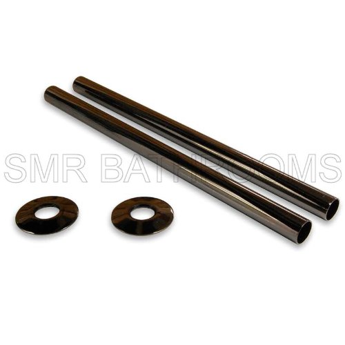 Smr Radiator Pipe covers 300mm Black Nickel (pair) includes floor plates