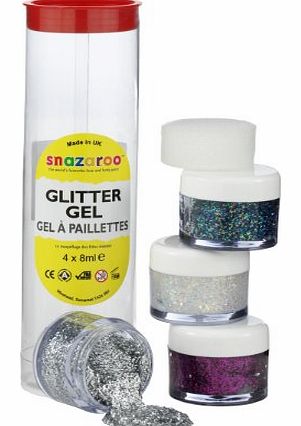 Snazaroo Face and Body Paint, Glitter Gel, 4 x 8ml, Tube A, Assorted