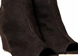 SnobUK LADIES WOMENS Dotted PEEP TOE WEDGE Summer shoes Brown HIGH HEEL ANKLE BOOTS SHOES Sizes 5