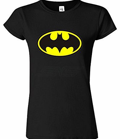 Batman Womens Ladies Girls Fitted Tee T-shirt Sweatshirt Top New Design Bat man T Shirt - Black - S - To Fit : UK 10