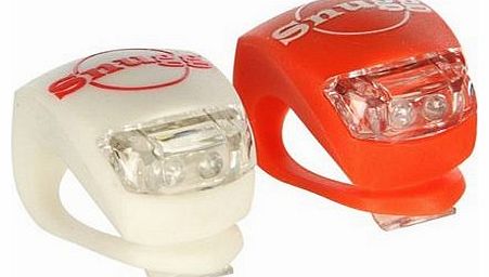 Snugg High Quality Set of 2 LED Super Bright Bike Lights: 1 Red (Rear Light), 1 White (Front Light) for Safety - Fits all sized Handlebars and Installs in Seconds! 3 Settings - Fast Flash, Slow Flash