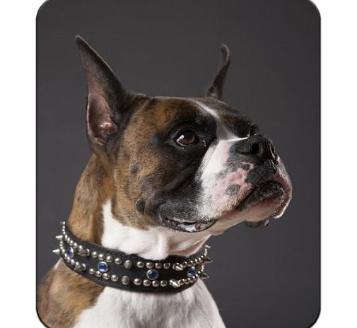 Snuggle Boxer Dog With Bling Collar Premium Quality Thick Rubber Mouse Mat Pad Soft Comfort Feel Finish