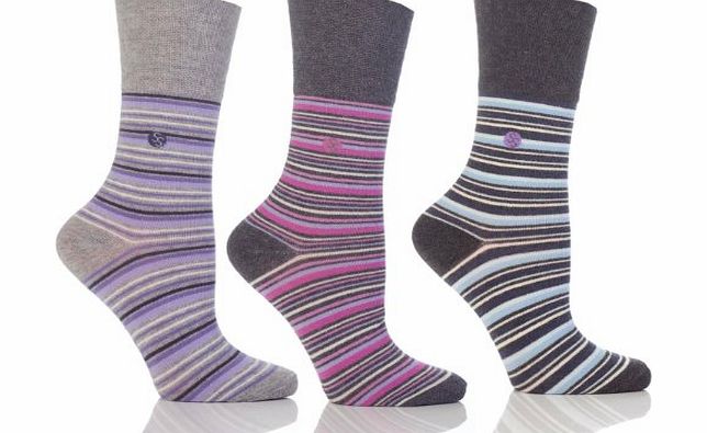 Womens Penny Stripe Gentle Grip Sock By Sock Shop Honeycombe Loose Top 6 PK RH25