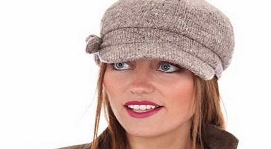 Socks Uwear Ladies Baker Boy Sally Knitted Peaked Beret Winter Hat Grey Fleck