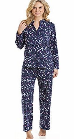 Socks Uwear Ladies La Marquise Spot Print Polycotton Long Pyjamas Sleepwear M/L Navy