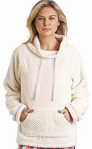 Ladies Waffle Fleece Warm Snuggle Pullover Top Bed Jacket Nightwear L/XL Ivory