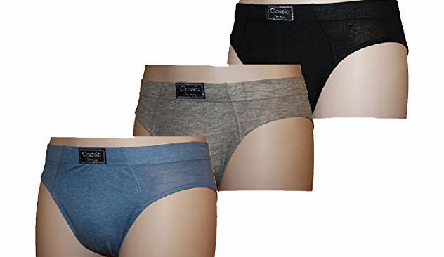 Socks Uwear Mens CLASSIC Cotton BRIEFS slips Underwear 3 PK MED