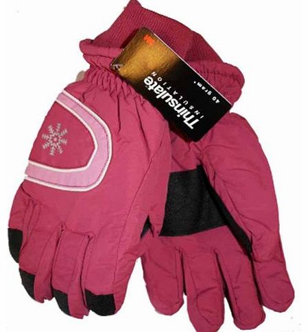 New Kids Girls Ski Thinsulate Warm Winter Snow Gloves GC38 4-8 years Dark Pink
