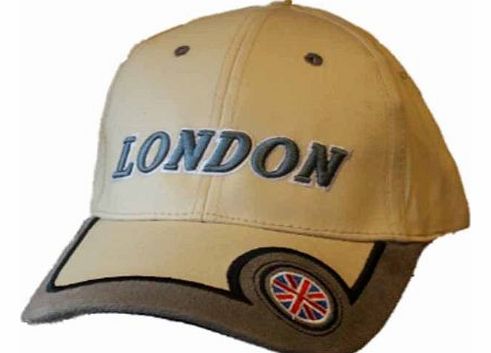Unisex Baseball Cap Union Jack GB Flag & London Logos Summer Hat Beige