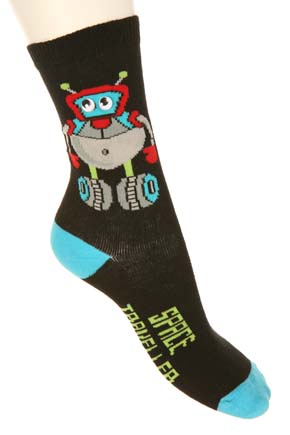 Sockshop Boys 1 Pair Space Traveller Design Cotton Rich Socks Black