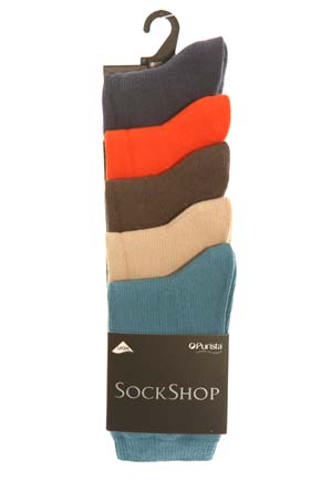 Sockshop Boys 5 Pair Plain Cotton Rich Socks 6-8.5 Kids