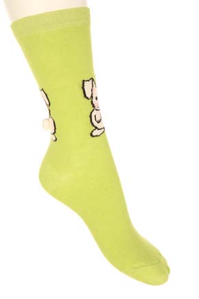 Sockshop Girls 1 Pair Bunny Design Cotton Rich Socks Lime Green