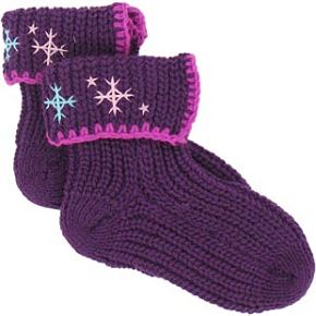 Sockshop Kids 1 Pair Chunky Knit Socks With Snowflakes 12.5-3.5 Kids - Purple