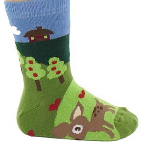 Sockshop Kids 1 Pair Reindeer Fairytale Design Cotton Rich Socks 12.5-3.5 Kids - Green
