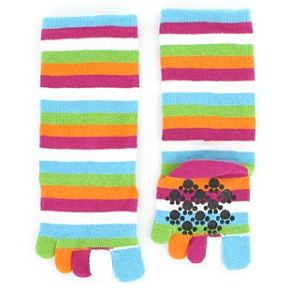 Sockshop Kids 1 Pair White Bright Stripe Toe Socks 12.5-3.5 Kids - Multi Coloured