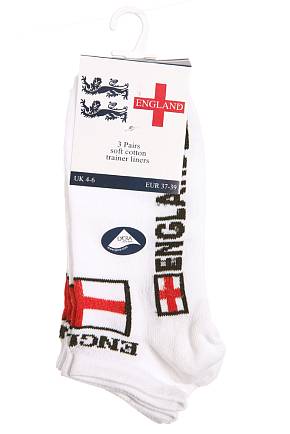 Sockshop Kids 3 Pair England Trainer Liners