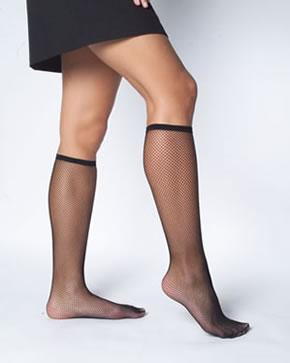 Ladies 1 Pair Fine Fishnet Knee Highs