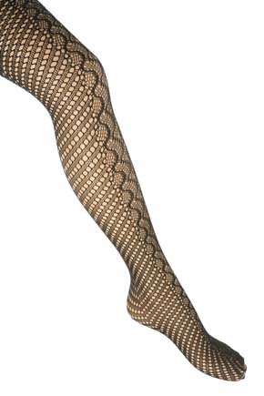 Ladies 1 Pair Lace Detail Net Tights Small/medium - Black