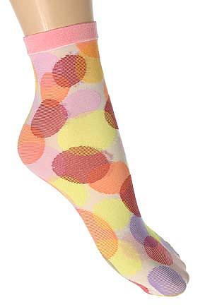 Ladies 1 Pair Multi Spot Design Ankle Highs
