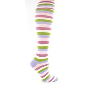 Sockshop Ladies 1 Pair Pastel Stripe Cotton Rich Knee High Sock With Lurex