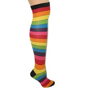 Sockshop Ladies 1 Pair Rainbow Wide Stripe Over The Knee Cotton Rich Socks