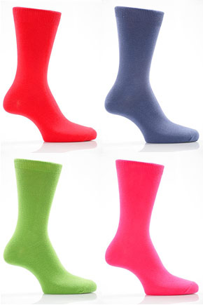 Ladies 1 Pair SockShop Colours Single Cotton Rich Socks 4-7 Ladies - Cactus Flower