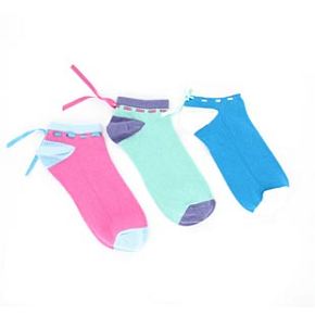 Sockshop Ladies 3 Pair Ribbon Detail Cotton Rich Trainer Liner Socks