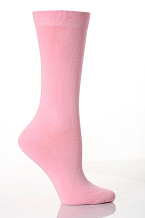 SockShop Ladies and Mens 1 Pair SockShop Colours Outstanding Value Plain Bubblegum Pink Cotton Socks Bubblegu