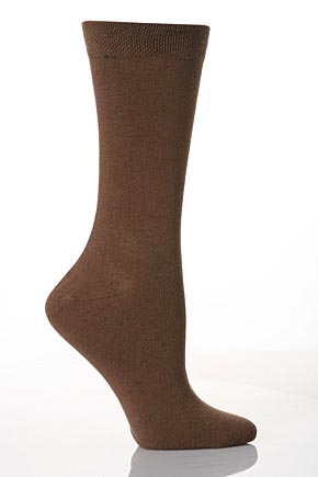 SockShop Ladies and Mens 1 Pair SockShop Colours Outstanding Value Plain Earth Brown Cotton Socks Earth Brown