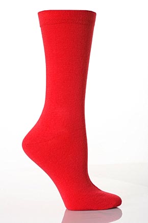 SockShop Ladies and Mens 1 Pair SockShop Colours Outstanding Value Plain Red Cotton Socks Red