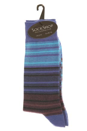 Sockshop Mens 1 Pair Blue Striped Ankle High Socks
