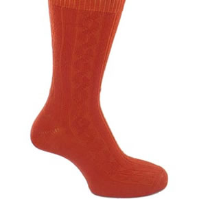 Sockshop Mens 1 Pair Cable Design Merino Wool Calf Length Socks 12-14 Mens - Orange