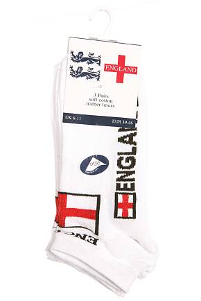 Sockshop Mens 3 Pair England Trainer Liners