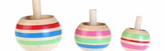 3pcs Wooden Colorful Spinning Top Kids Toy 3 Sizes for Children Above 3 Years Old