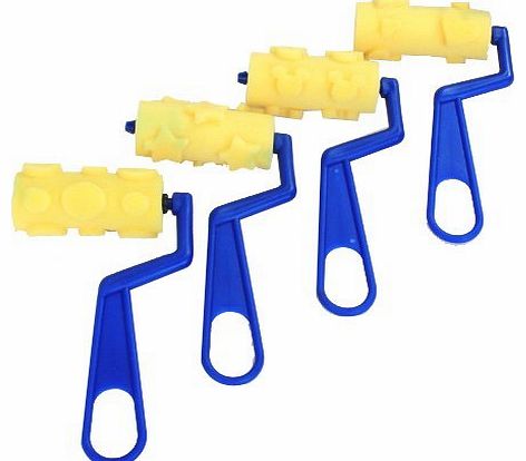 SODIAL(R) 4Pcs Foam Patterned Paint Rollers for Kids--Random Shape