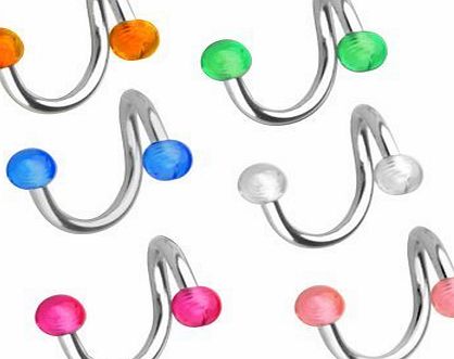 SODIAL(R) 6 X Spiral Labret Lip Navel Eyebrow Bars Rings Piercing