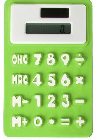 Creative Solar Power 8 Digit Silicone Pocket Calculator Green Office Stationery