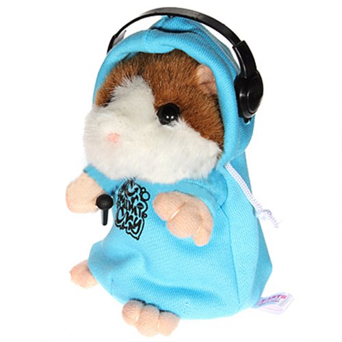 Cute DJ Rap Mimicry Pet Talking Record Speak Voice Copy Electronic Hamster Toy - Blue