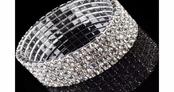 SODIAL(R) Diamante Crystal Stretch Bracelet (5 ROW)